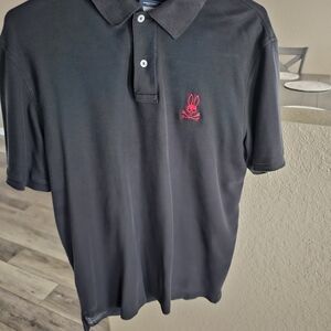 Classic Black Polo Shirt with Red Logo